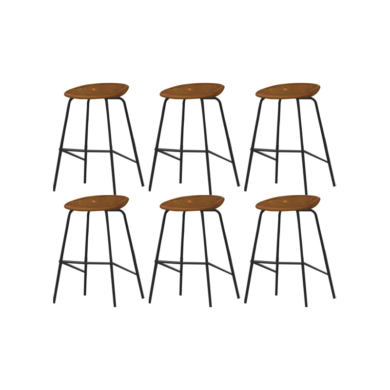 Industrial Black Legs Bar Stools Indoor Faux Leather Counter Chair