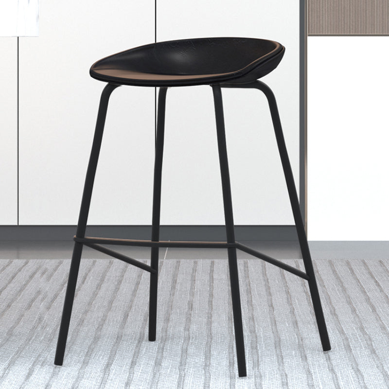 Industrial Black Legs Bar Stools Indoor Faux Leather Counter Chair