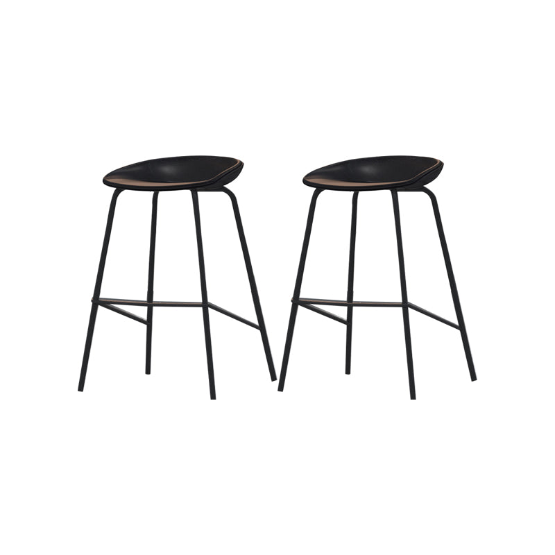 Industrial Black Legs Bar Stools Indoor Faux Leather Counter Chair