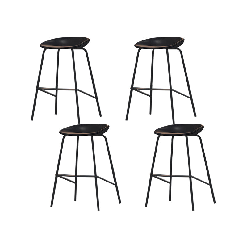 Industrial Black Legs Bar Stools Indoor Faux Leather Counter Chair