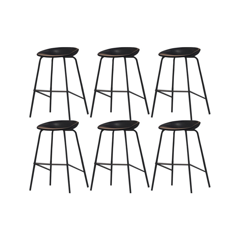 Industrial Black Legs Bar Stools Indoor Faux Leather Counter Chair