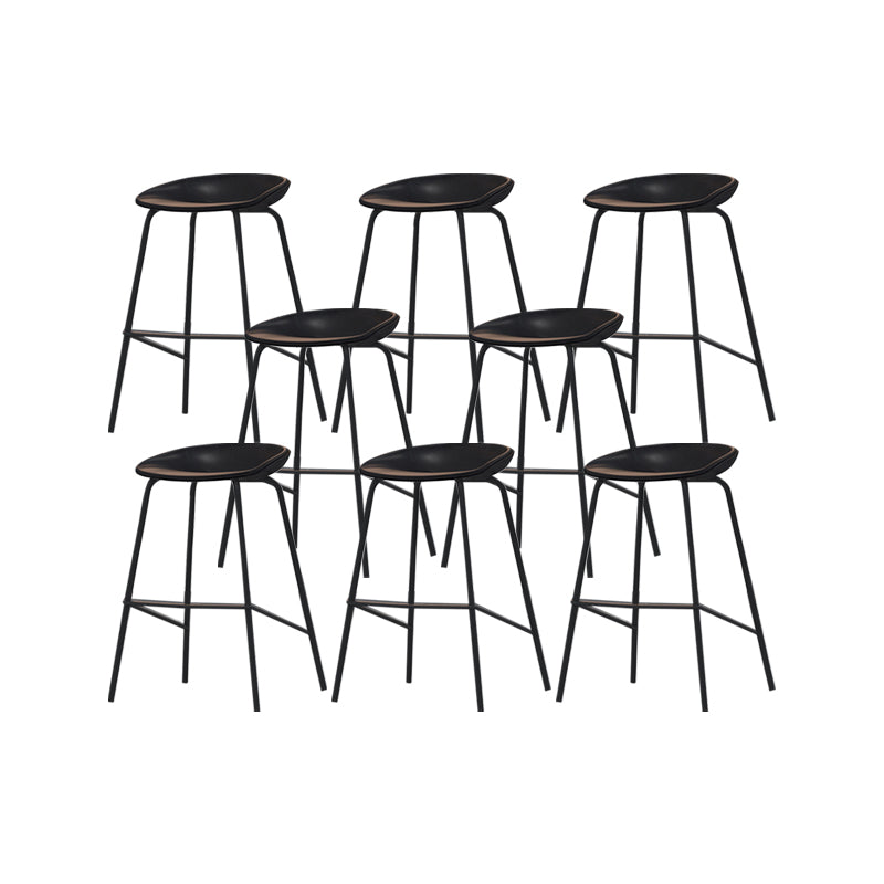 Industrial Black Legs Bar Stools Indoor Faux Leather Counter Chair