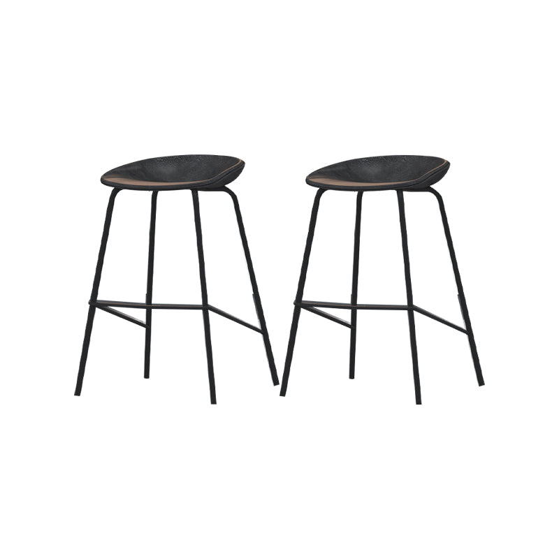 Industrial Black Legs Bar Stools Indoor Faux Leather Counter Chair