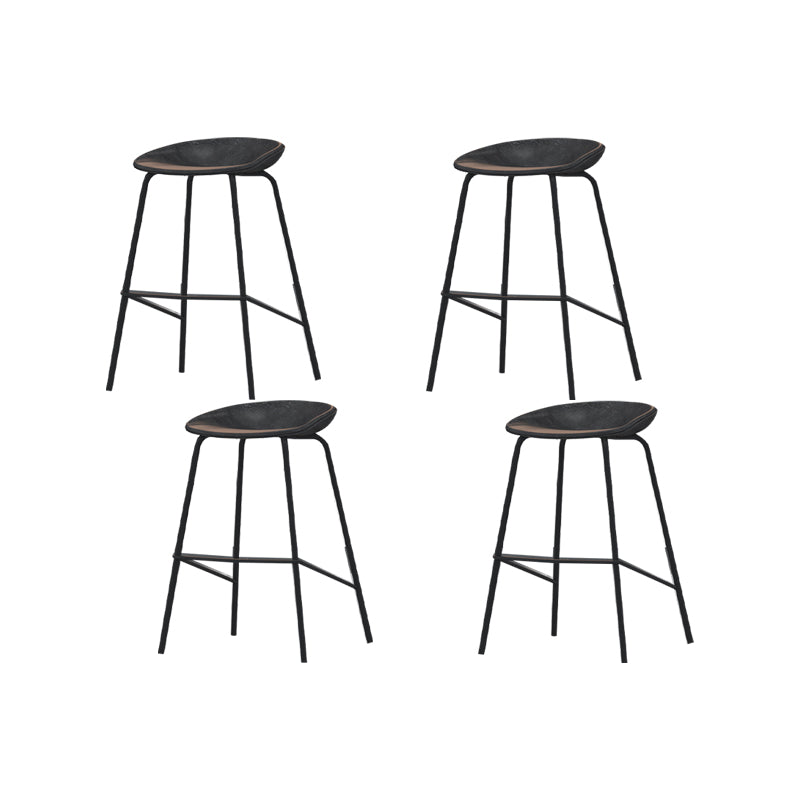 Industrial Black Legs Bar Stools Indoor Faux Leather Counter Chair
