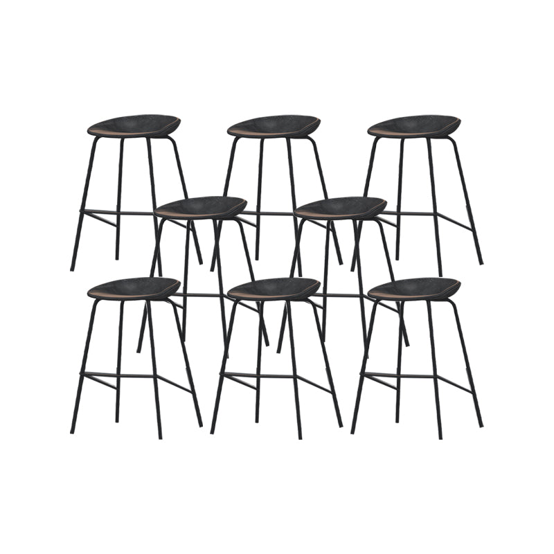 Industrial Black Legs Bar Stools Indoor Faux Leather Counter Chair