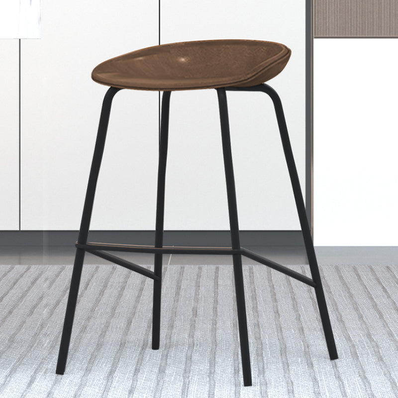 Industrial Black Legs Bar Stools Indoor Faux Leather Counter Chair