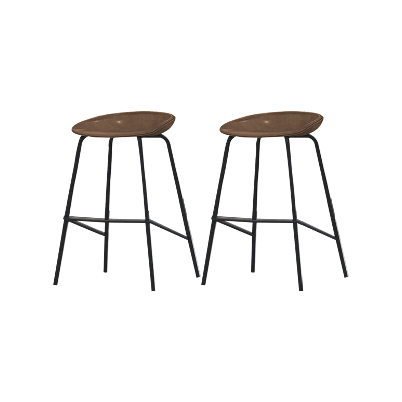 Industrial Black Legs Bar Stools Indoor Faux Leather Counter Chair