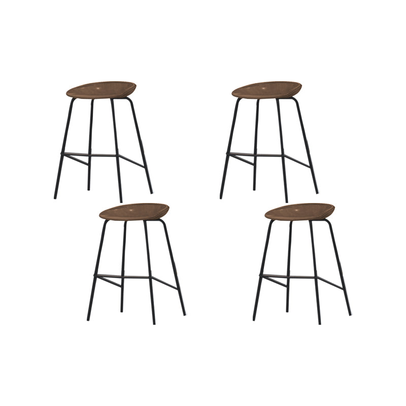 Industrial Black Legs Bar Stools Indoor Faux Leather Counter Chair