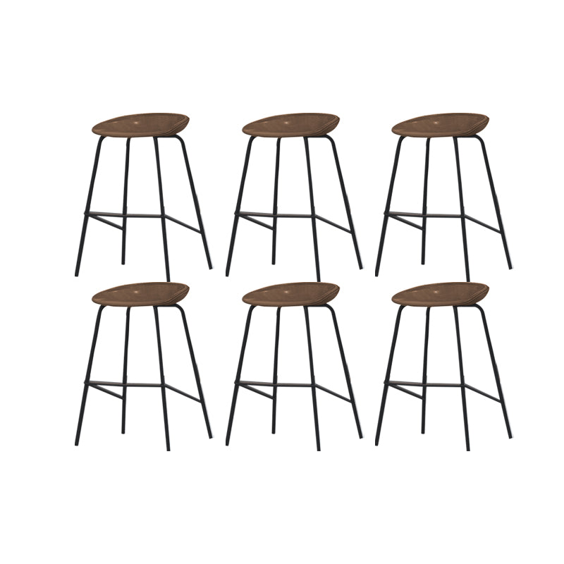 Industrial Black Legs Bar Stools Indoor Faux Leather Counter Chair