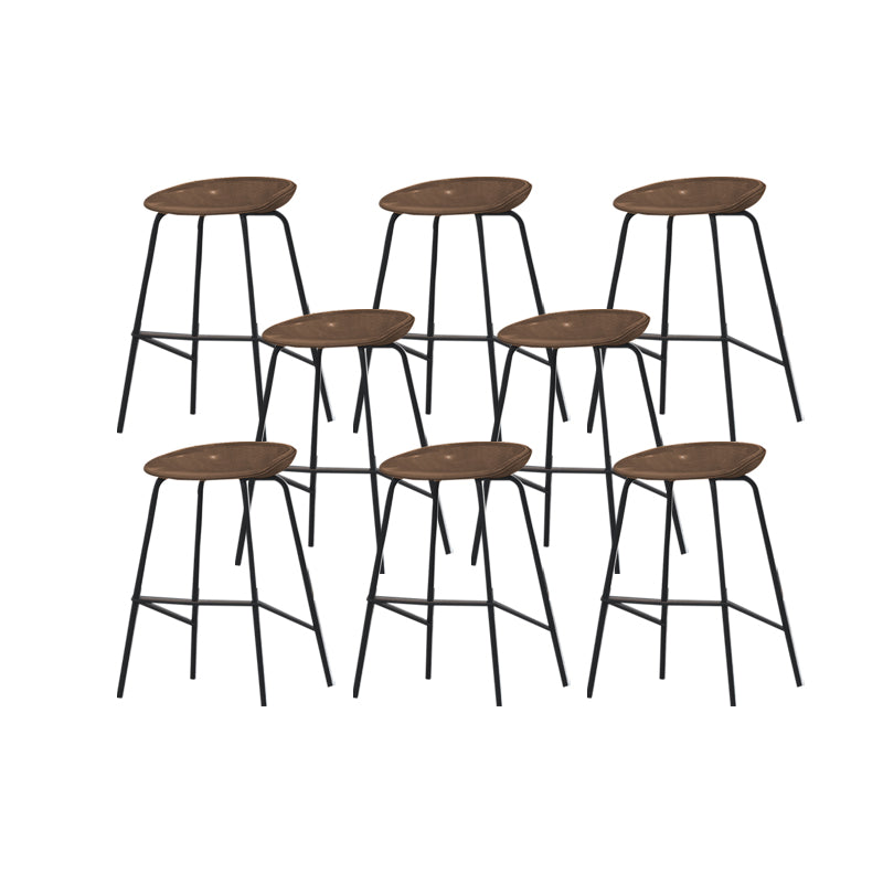 Industrial Black Legs Bar Stools Indoor Faux Leather Counter Chair