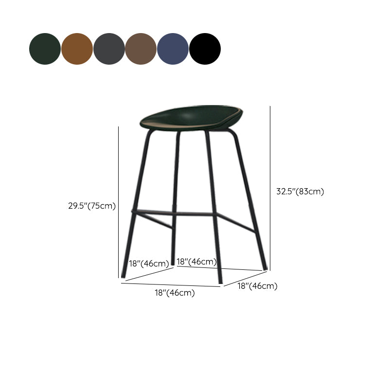 Industrial Black Legs Bar Stools Indoor Faux Leather Counter Chair