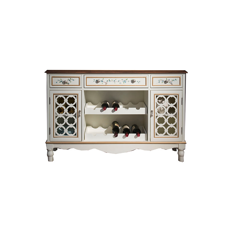 Glam Dining Buffet Birch Buffet Table with Doors for Dining Room 53"L x 14"W x 34"H White Clearhalo 'buffet_sideboard' 'Buffets & Sideboards' 'furn' 'furn_buffet_sideboard' 'Furniture' 'Kitchen & Dining Furniture' 7589899