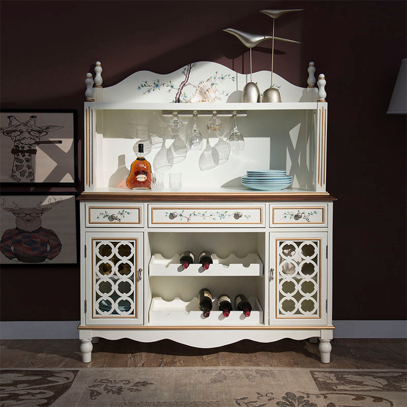 Glam Dining Buffet Birch Buffet Table with Doors for Dining Room 53"L x 14"W x 62"H White Clearhalo 'buffet_sideboard' 'Buffets & Sideboards' 'furn' 'furn_buffet_sideboard' 'Furniture' 'Kitchen & Dining Furniture' 7589900