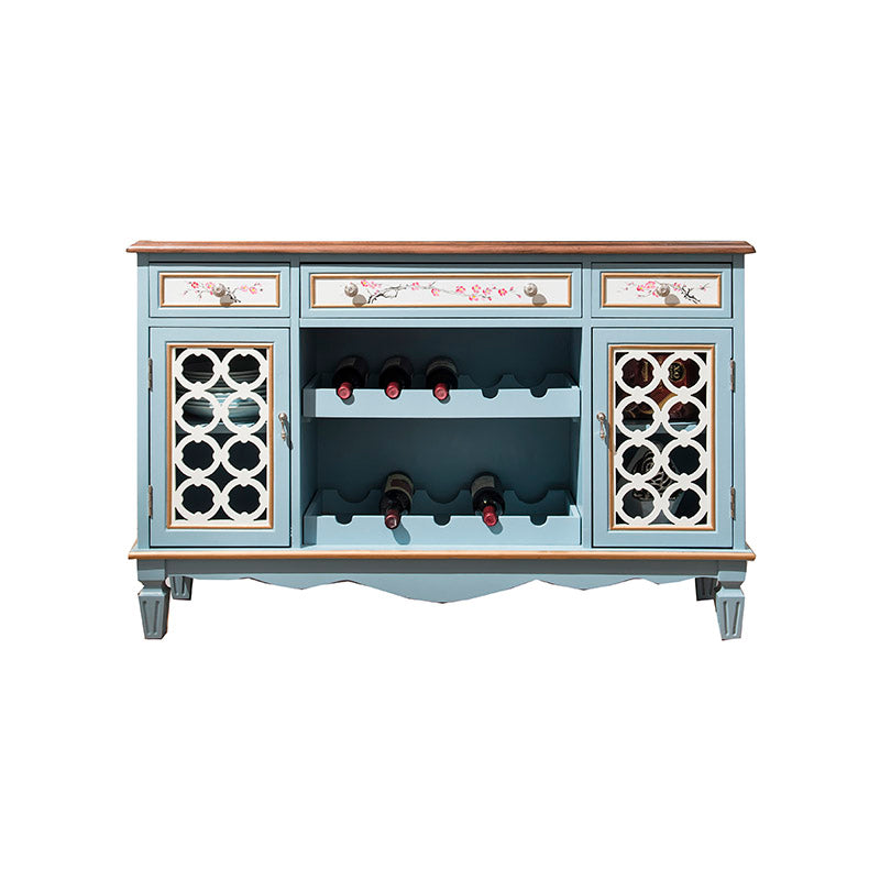 Glam Dining Buffet Birch Buffet Table with Doors for Dining Room 53"L x 14"W x 34"H Blue Clearhalo 'buffet_sideboard' 'Buffets & Sideboards' 'furn' 'furn_buffet_sideboard' 'Furniture' 'Kitchen & Dining Furniture' 7589901