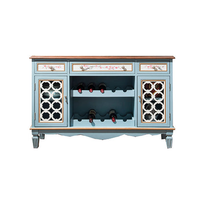 Glam Dining Buffet Birch Buffet Table with Doors for Dining Room 53"L x 14"W x 34"H Blue Clearhalo 'buffet_sideboard' 'Buffets & Sideboards' 'furn' 'furn_buffet_sideboard' 'Furniture' 'Kitchen & Dining Furniture' 7589901