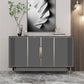 Glam Dining Server Marble Buffet Server with Doors for Living Room 59"L x 16"W x 35"H Grey Clearhalo 'buffet_sideboard' 'Buffets & Sideboards' 'furn' 'furn_buffet_sideboard' 'Furniture' 'Kitchen & Dining Furniture' 7589939