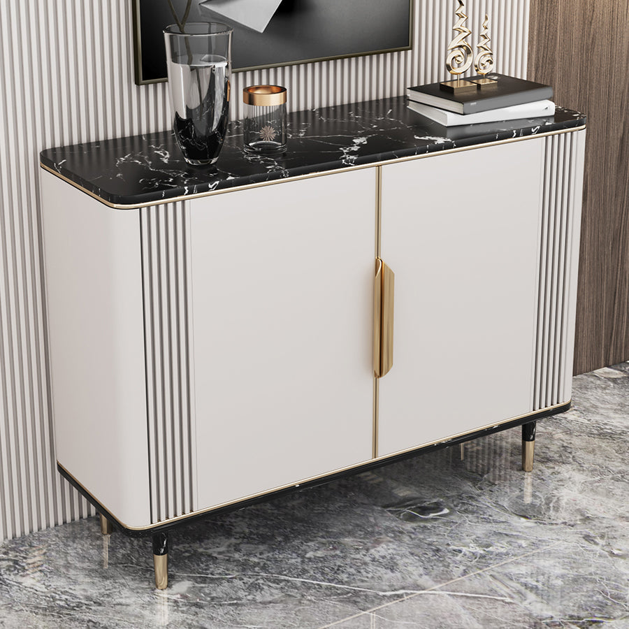 Glam Dining Server Marble Buffet Server with Doors for Living Room Clearhalo 'buffet_sideboard' 'Buffets & Sideboards' 'furn' 'furn_buffet_sideboard' 'Furniture' 'Kitchen & Dining Furniture' 7589942