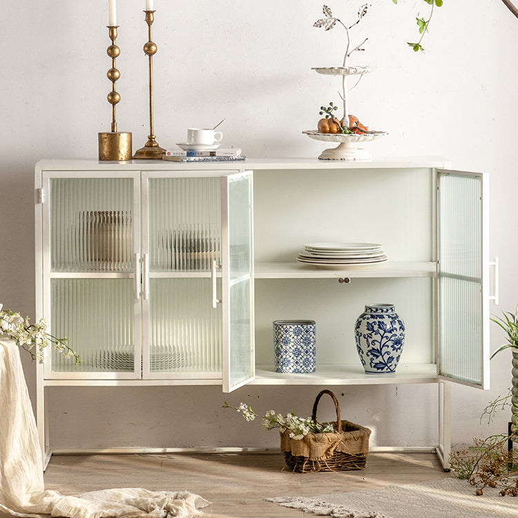 Modern Curio Cabinet Metal Glass Doors Buffet Cabinet for Dining Room