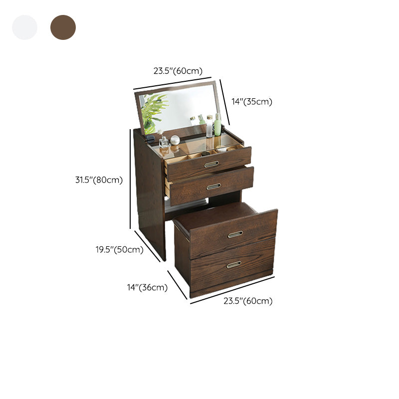 Traditions With Drawer Oak Mirror With Stool Vanity Dressing Table Clearhalo 'Bedroom Furniture' 'furn' 'furn_makeup_vanities' 'Furniture' 'Makeup Vanities' 'makeup_vanities' 7590538