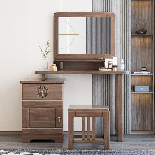 Traditions With Drawer Brown Mirror Bedroom With Stool Make-up Vanity