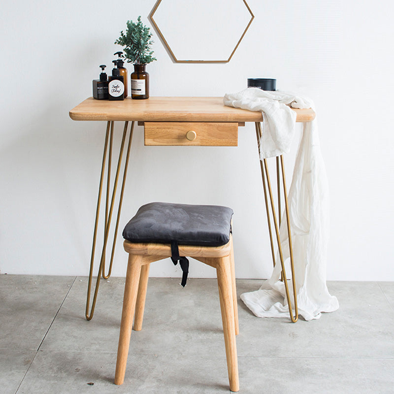 Modern Natural Solid Wood With Drawer Bedroom Makeup Vanity Desk Clearhalo 'Bedroom Furniture' 'furn' 'furn_makeup_vanities' 'Furniture' 'Makeup Vanities' 'makeup_vanities' 7590603