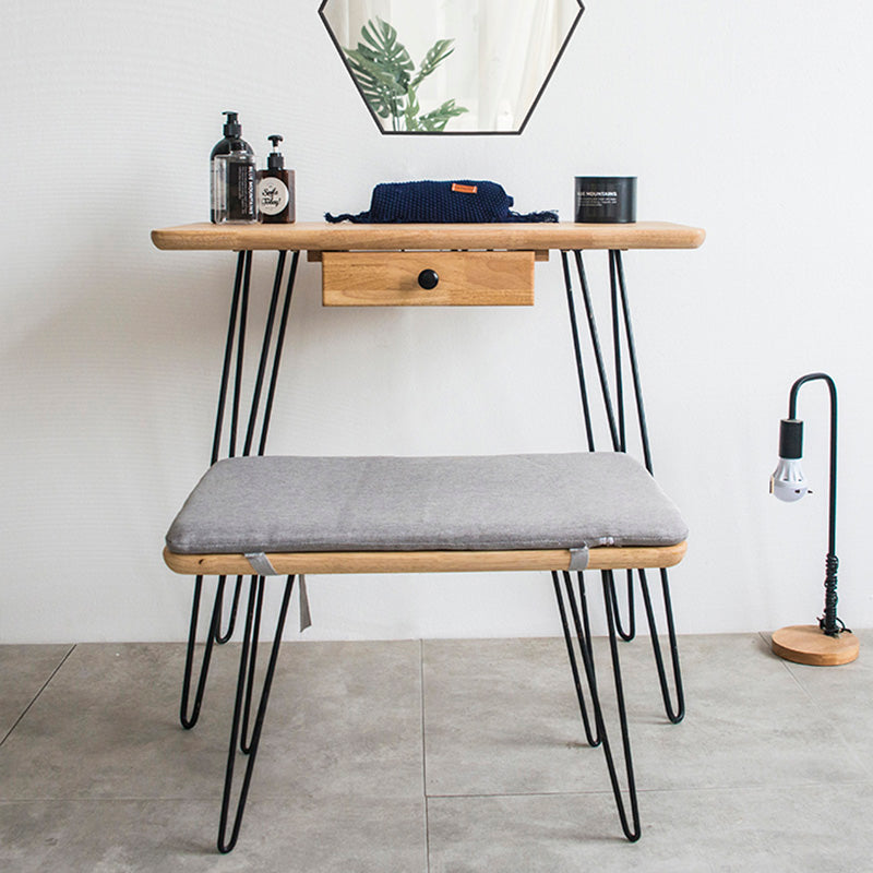 Modern Natural Solid Wood With Drawer Bedroom Makeup Vanity Desk Clearhalo 'Bedroom Furniture' 'furn' 'furn_makeup_vanities' 'Furniture' 'Makeup Vanities' 'makeup_vanities' 7590605