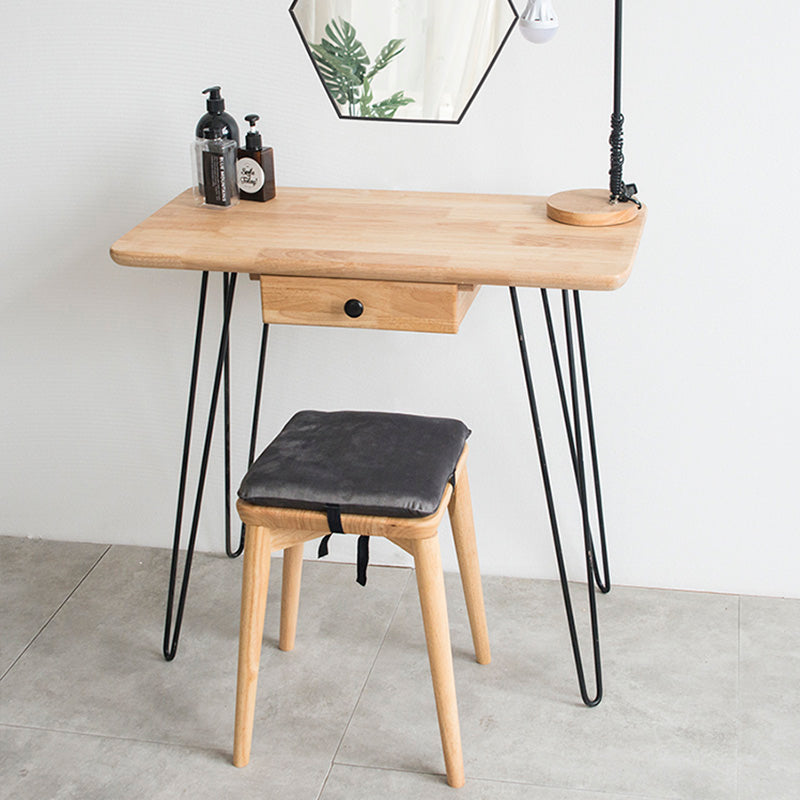 Modern Natural Solid Wood With Drawer Bedroom Makeup Vanity Desk Clearhalo 'Bedroom Furniture' 'furn' 'furn_makeup_vanities' 'Furniture' 'Makeup Vanities' 'makeup_vanities' 7590606