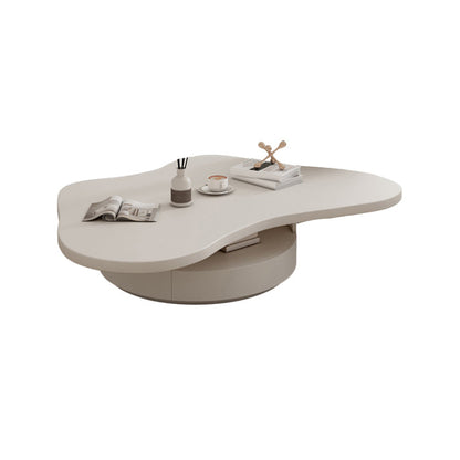 Pedestal Coffee Cocktail Table with Storage Drawers White Wooden