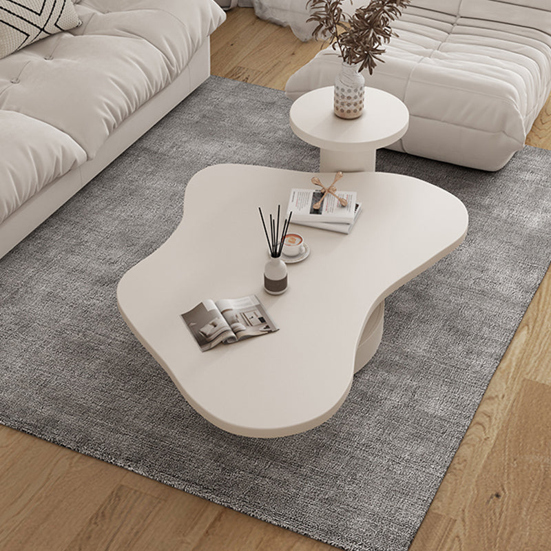 Pedestal Coffee Cocktail Table with Storage Drawers White Wooden