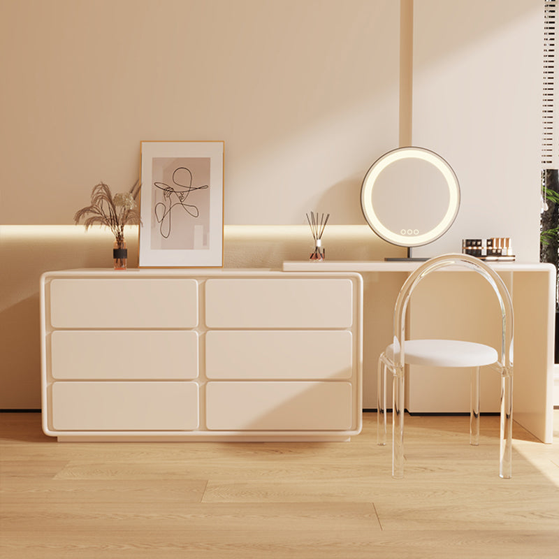Cream Contemporary Bedroom With Drawer Wooden Lighted Mirror Make-up Vanity