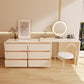 Cream Contemporary Bedroom With Drawer Wooden Lighted Mirror Make-up Vanity