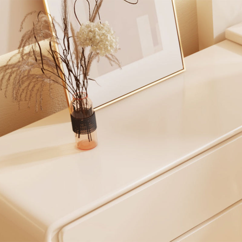 Cream Contemporary Bedroom With Drawer Wooden Lighted Mirror Make-up Vanity