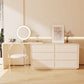Cream Contemporary Bedroom With Drawer Wooden Lighted Mirror Make-up Vanity