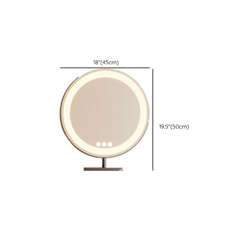 Cream Contemporary Bedroom With Drawer Wooden Lighted Mirror Make-up Vanity