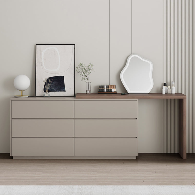 Camera da letto in legno massiccio marrone moderno in piedi con vanità per il trucco del cassetto