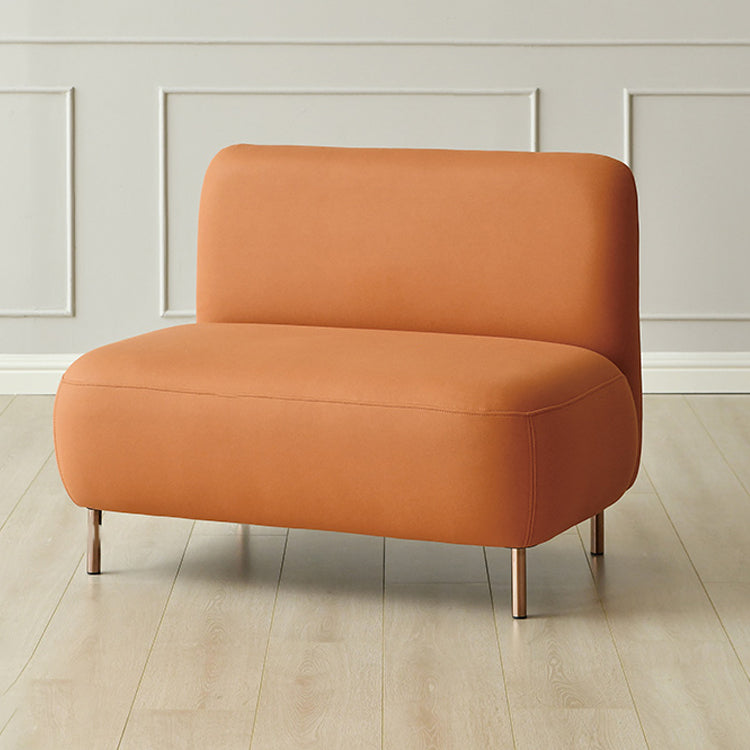 Contemporary Sofa Living Room Faux Leather Sofa with Gold Metal Base