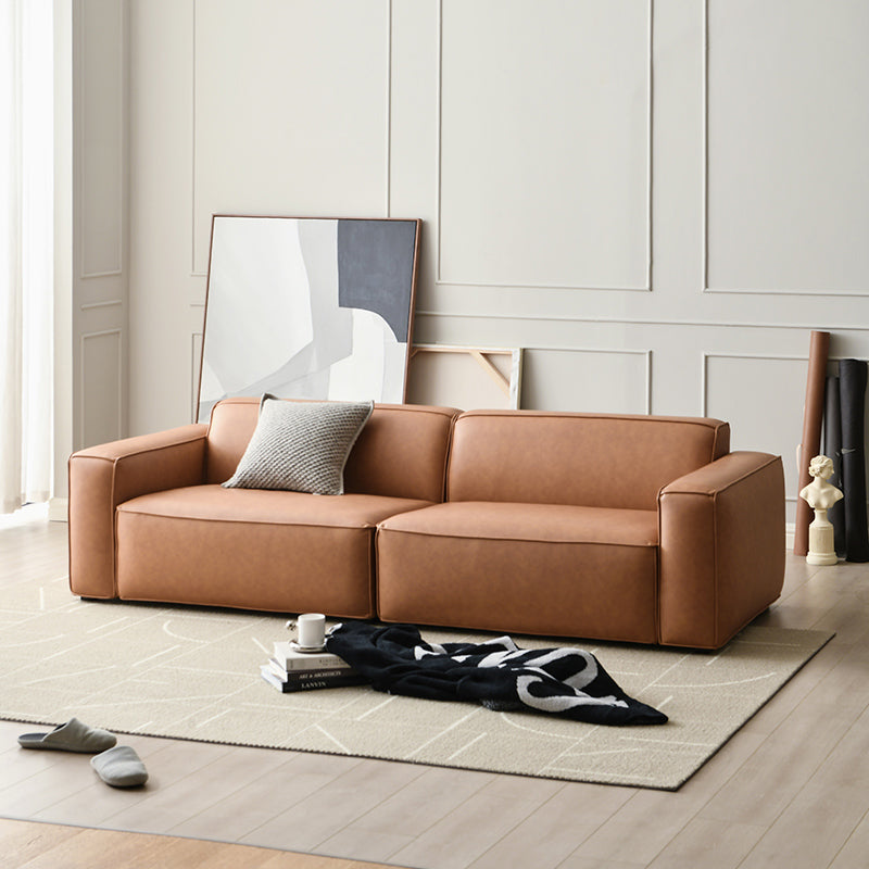 Contemporary Stationary Faux Leather Sofa Living Room Square Arm Tight Back Sofa Clearhalo 'furn' 'furn_sofas' 'Furniture' 'Living Room Furniture' 'Sofa' 'sofas' 7590762