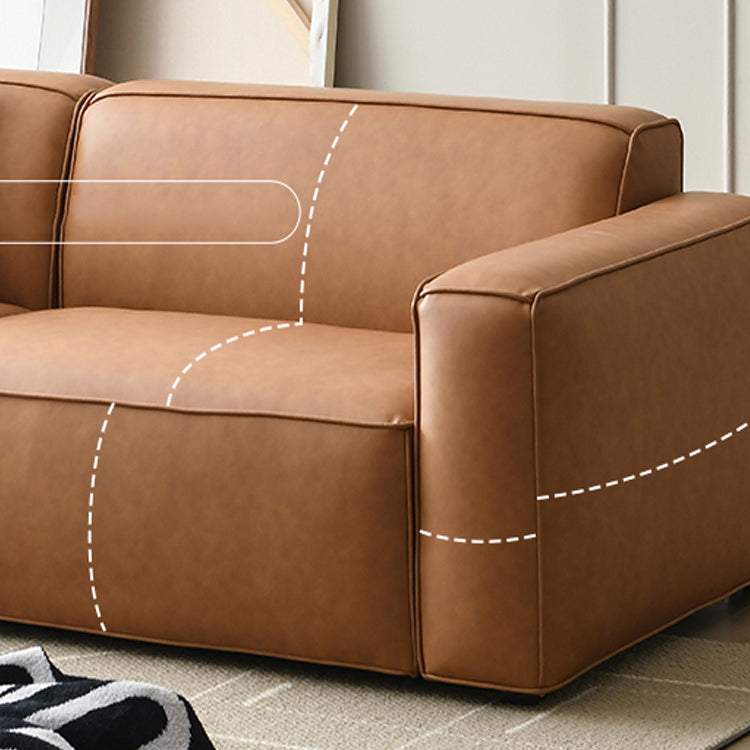 Contemporary Stationary Faux Leather Sofa Living Room Square Arm Tight Back Sofa Clearhalo 'furn' 'furn_sofas' 'Furniture' 'Living Room Furniture' 'Sofa' 'sofas' 7590774