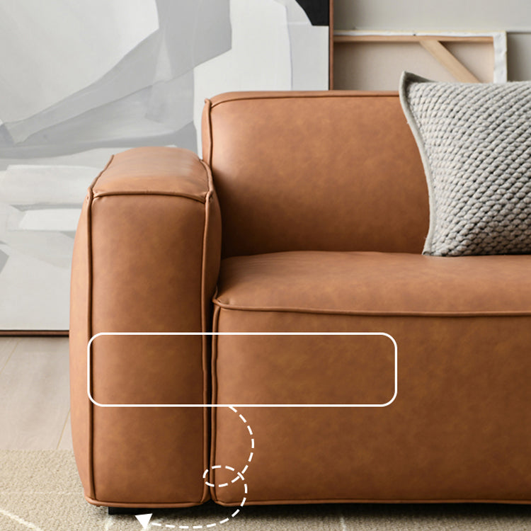 Contemporary Stationary Faux Leather Sofa Living Room Square Arm Tight Back Sofa Clearhalo 'furn' 'furn_sofas' 'Furniture' 'Living Room Furniture' 'Sofa' 'sofas' 7590776