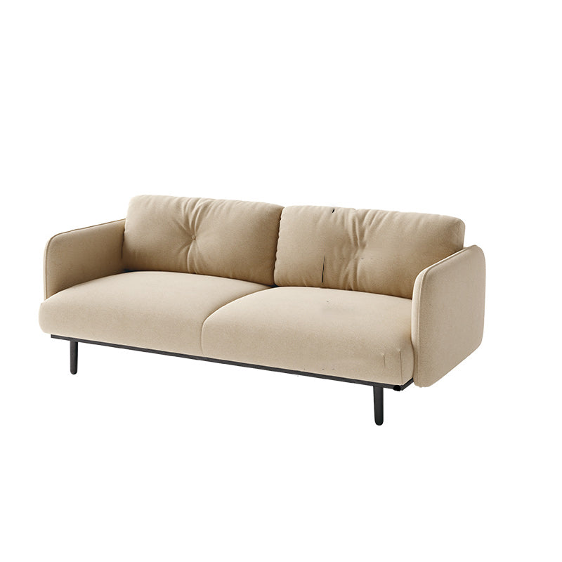 Faux Leather Standard Sofa Square Arm Sofa withTufted Back in Solid Wood Cream Gray Clearhalo 'furn' 'furn_sofas' 'Furniture' 'Living Room Furniture' 'Sofa' 'sofas' 7590781