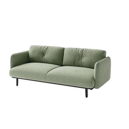 Faux Leather Standard Sofa Square Arm Sofa withTufted Back in Solid Wood Light Grass Green Clearhalo 'furn' 'furn_sofas' 'Furniture' 'Living Room Furniture' 'Sofa' 'sofas' 7590782