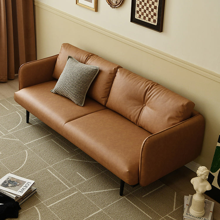 Faux Leather Standard Sofa Square Arm Sofa withTufted Back in Solid Wood Clearhalo 'furn' 'furn_sofas' 'Furniture' 'Living Room Furniture' 'Sofa' 'sofas' 7590793