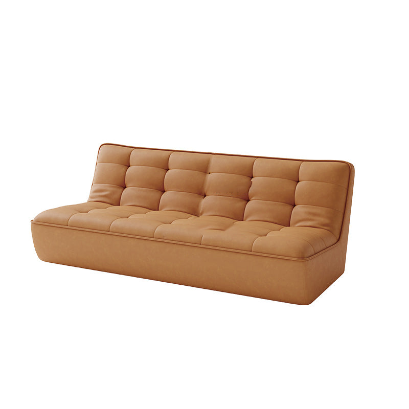 Armless Faux Leather Sofa Mid Century Modern Tufted Back Sofa 78.7"L x 37.4"W x 29.5"H Amber Clearhalo 'furn' 'furn_sofas' 'Furniture' 'Living Room Furniture' 'Sofa' 'sofas' 7590808