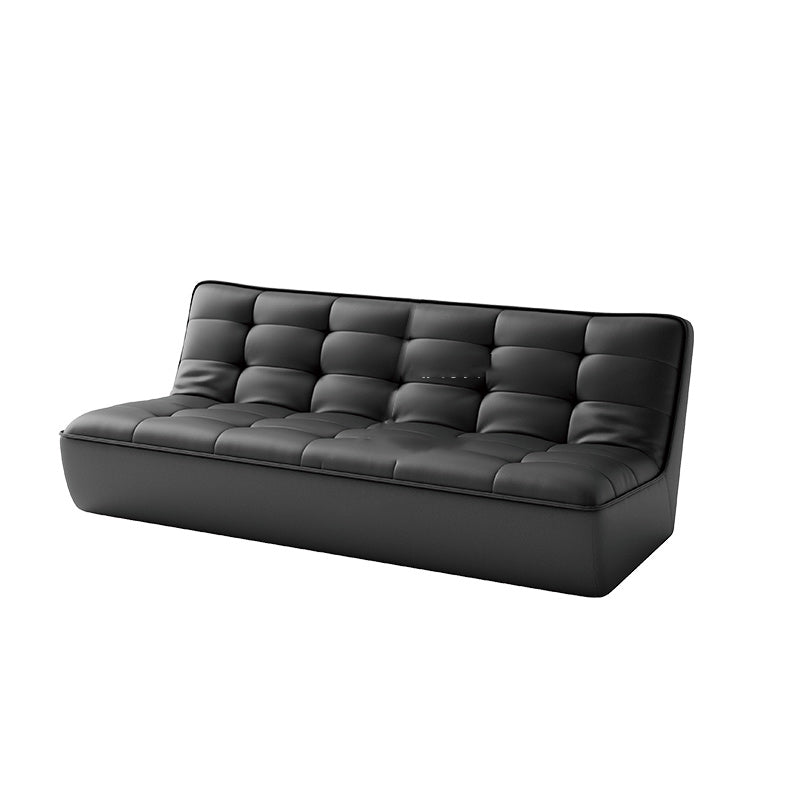Armless Faux Leather Sofa Mid Century Modern Tufted Back Sofa 78.7"L x 37.4"W x 29.5"H Black Clearhalo 'furn' 'furn_sofas' 'Furniture' 'Living Room Furniture' 'Sofa' 'sofas' 7590810