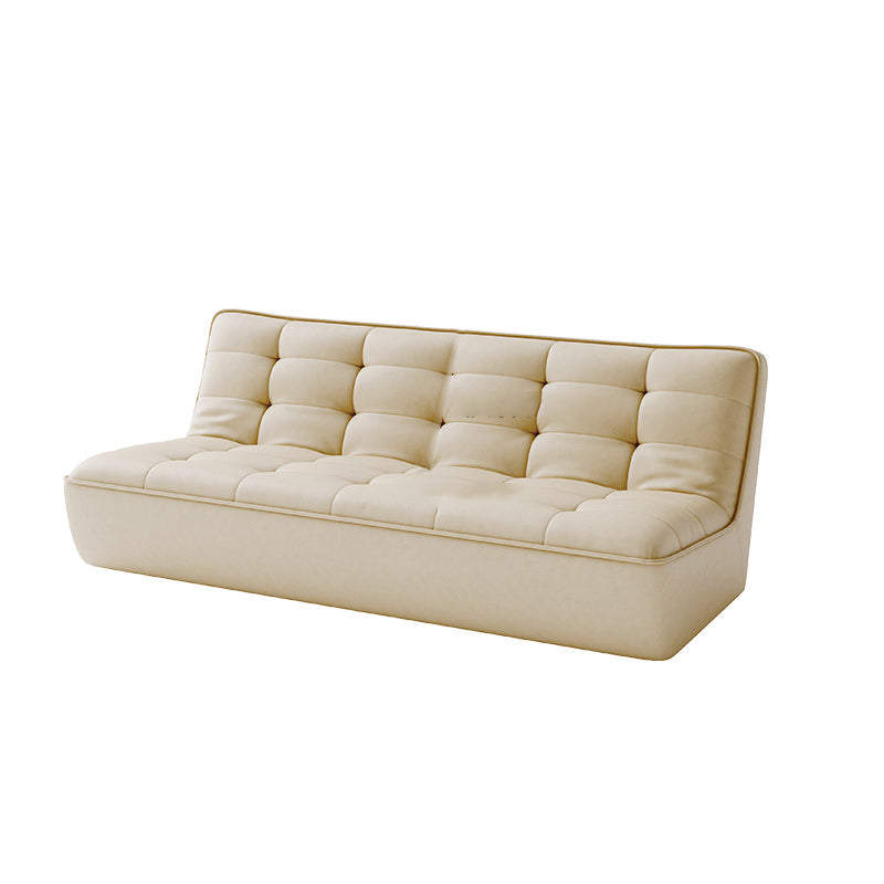 Armless Faux Leather Sofa Mid Century Modern Tufted Back Sofa 78.7"L x 37.4"W x 29.5"H Beige Clearhalo 'furn' 'furn_sofas' 'Furniture' 'Living Room Furniture' 'Sofa' 'sofas' 7590811