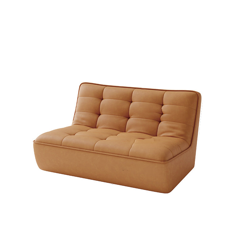 Armless Faux Leather Sofa Mid Century Modern Tufted Back Sofa 53"L x 37"W x 30"H Amber Clearhalo 'furn' 'furn_sofas' 'Furniture' 'Living Room Furniture' 'Sofa' 'sofas' 7590813