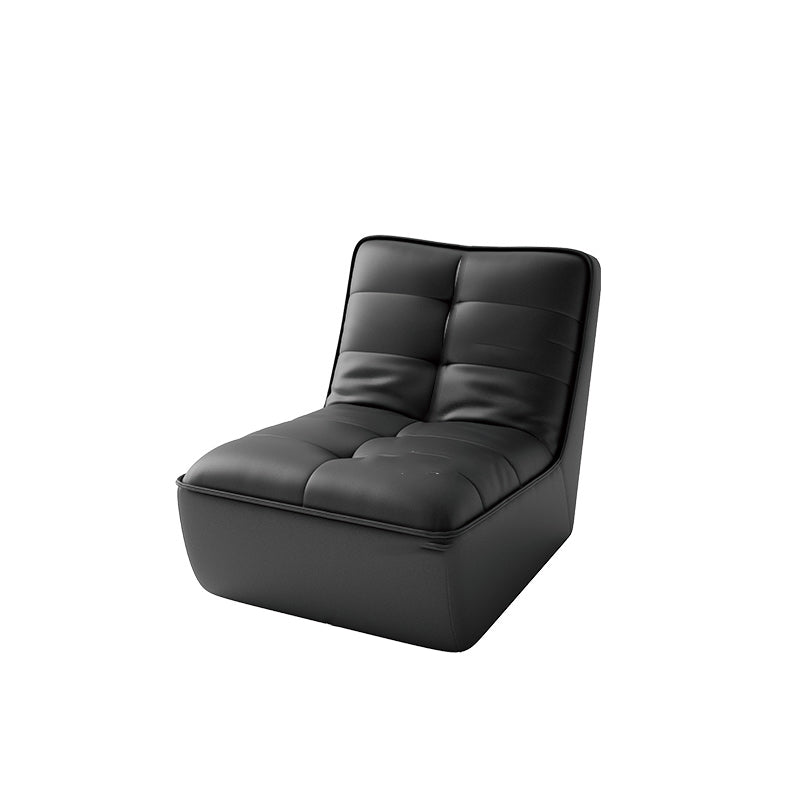 Armless Faux Leather Sofa Mid Century Modern Tufted Back Sofa 28"L x 37"W x 30"H Black Clearhalo 'furn' 'furn_sofas' 'Furniture' 'Living Room Furniture' 'Sofa' 'sofas' 7590823