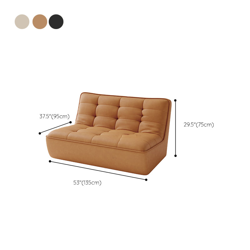 Armless Faux Leather Sofa Mid Century Modern Tufted Back Sofa Clearhalo 'furn' 'furn_sofas' 'Furniture' 'Living Room Furniture' 'Sofa' 'sofas' 7590827