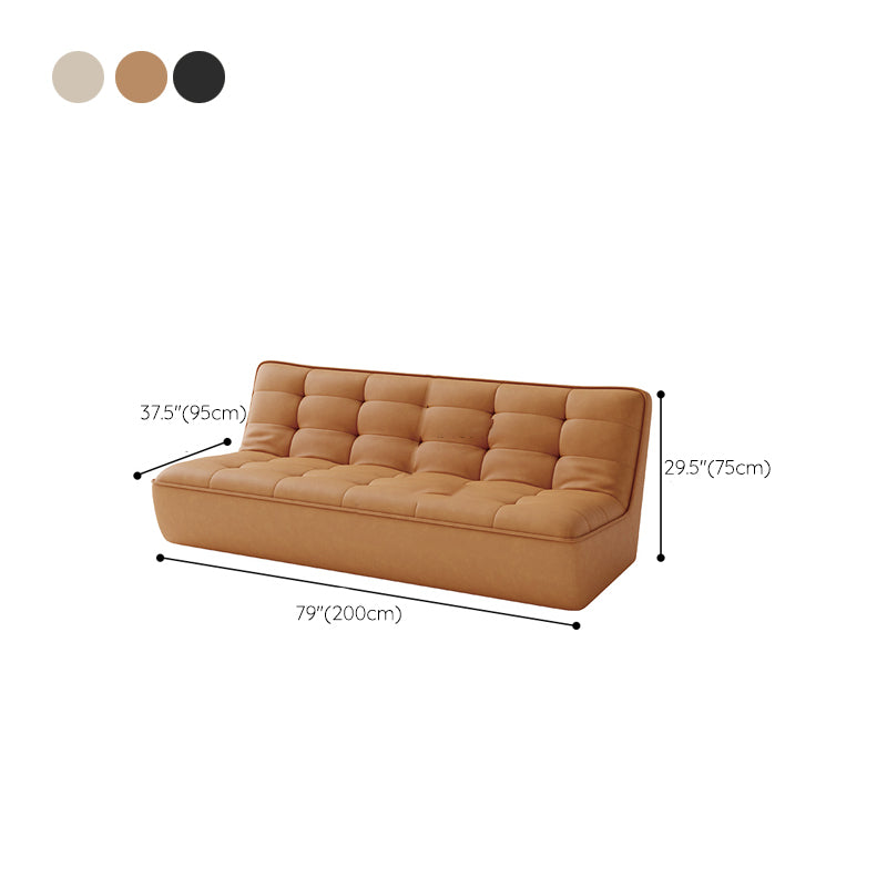 Armless Faux Leather Sofa Mid Century Modern Tufted Back Sofa Clearhalo 'furn' 'furn_sofas' 'Furniture' 'Living Room Furniture' 'Sofa' 'sofas' 7590828