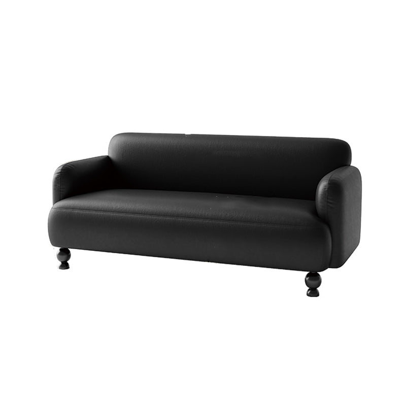 Contemporary Faux Leather Sofa for Living Room with Recessed Arm